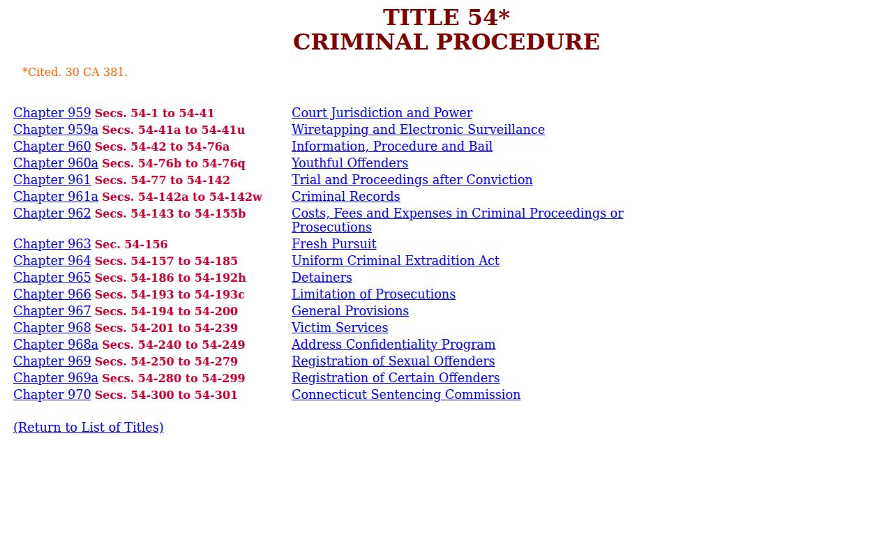 Hartford County arrest records and Connecticut charge statute source