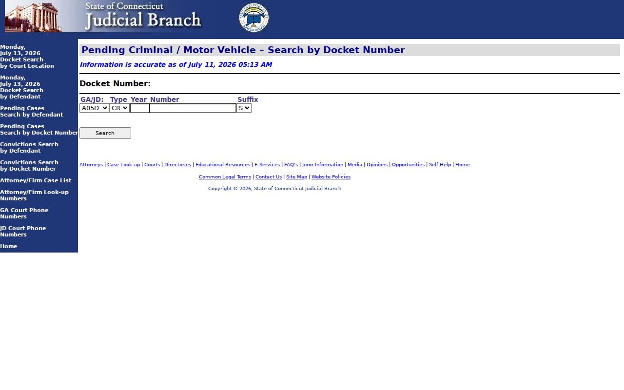 Hartford County court dockets pending docket number search