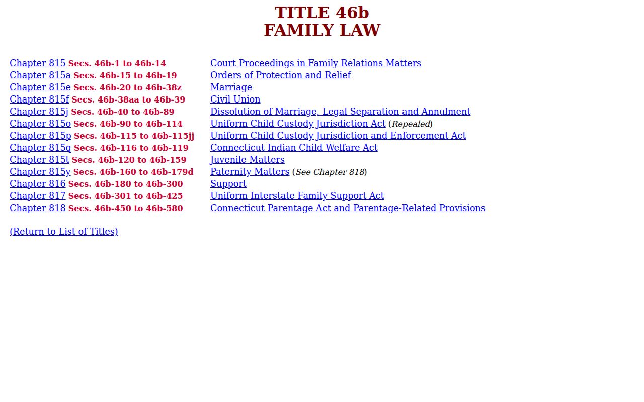 Hartford County court records family law statutes