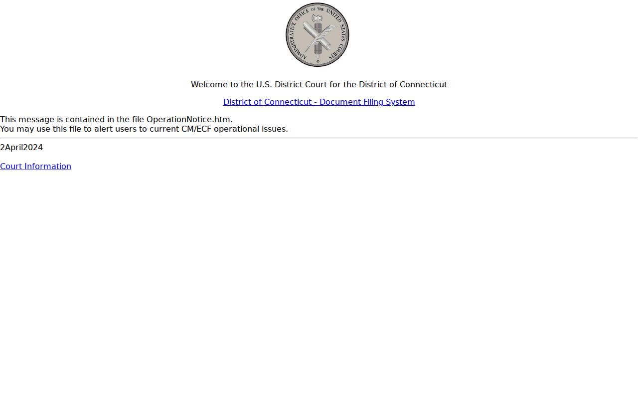 Hartford County Superior Court records compared with federal CM ECF