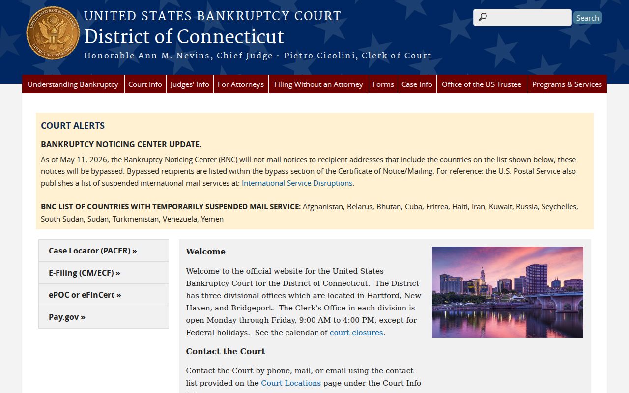 Hartford County Superior Court records compared with U.S. Bankruptcy Court