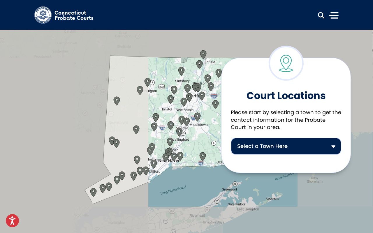 Hartford County probate records court locator