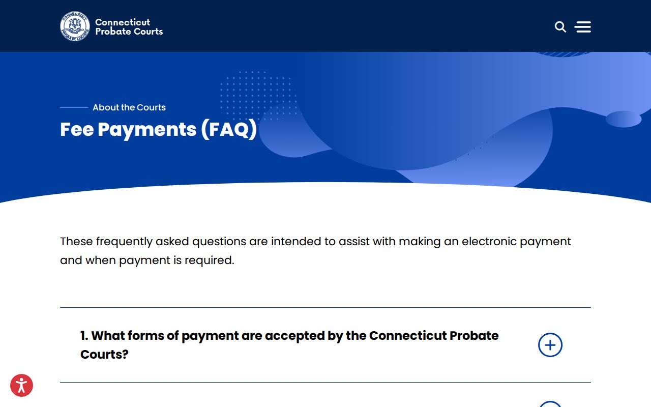 Hartford County probate records electronic fee payments
