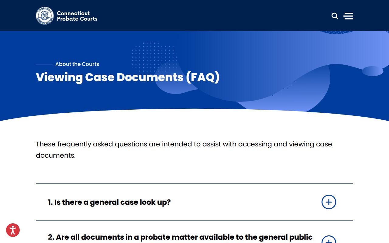 Hartford County probate records eFiling document access limits