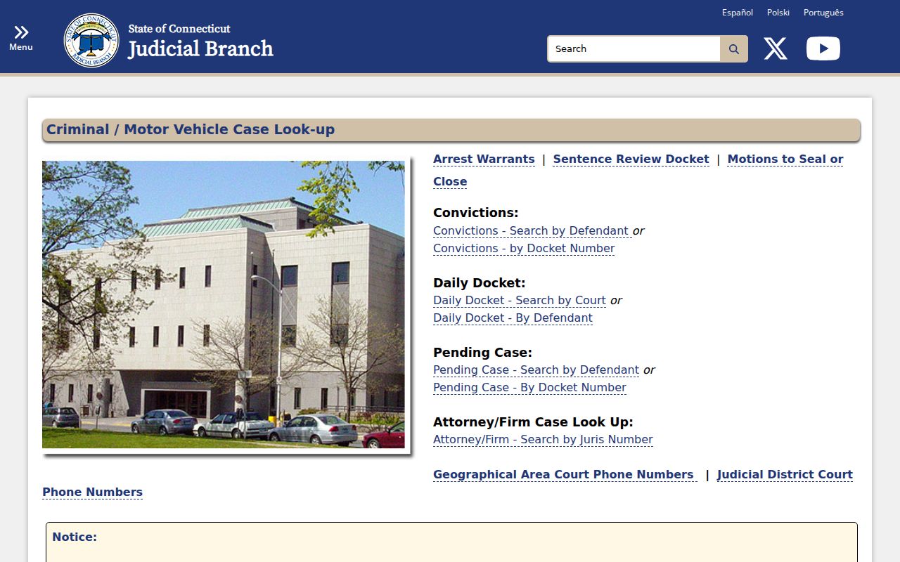 Hartford County traffic court records criminal and motor vehicle lookup