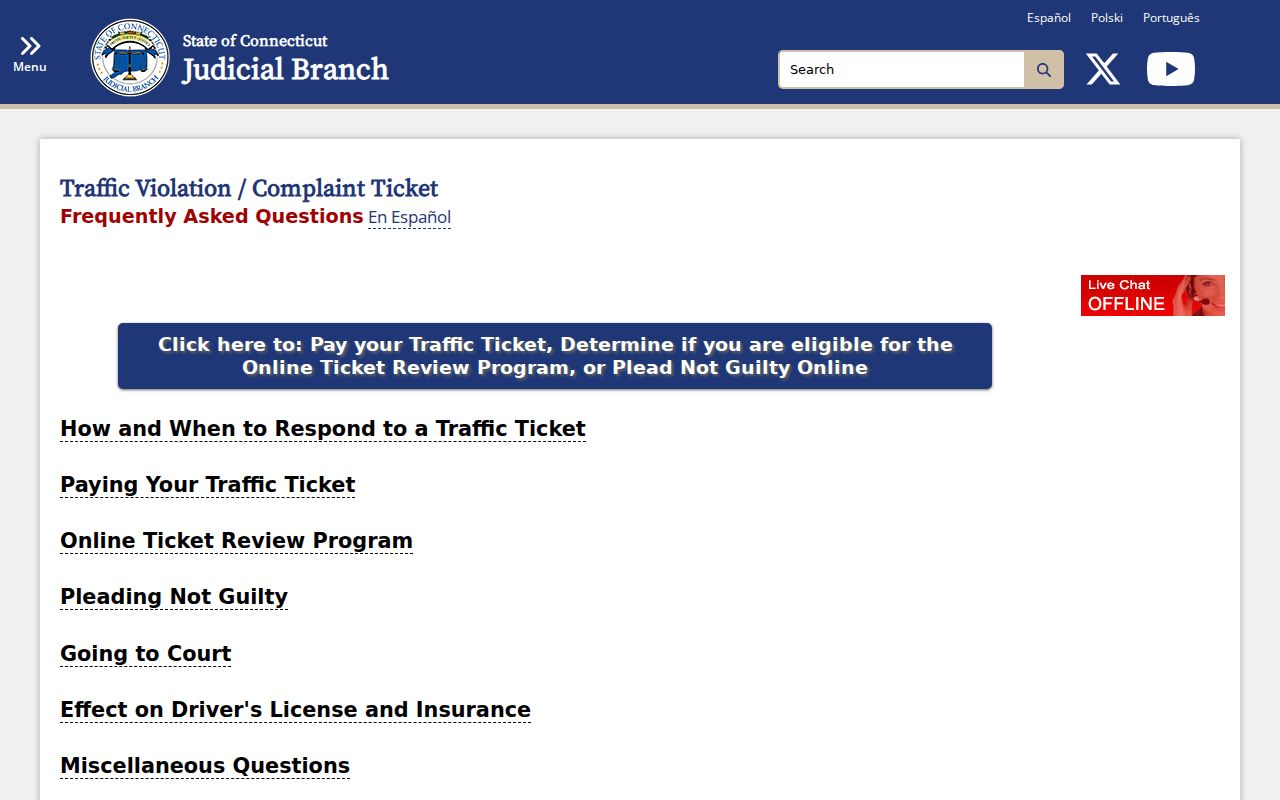 Hartford County traffic court records Judicial Branch traffic FAQ source